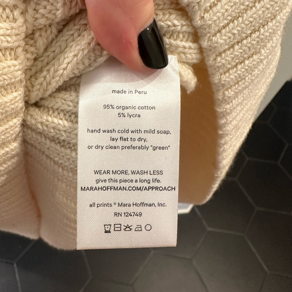 Mara Hoffman Samira Sweater Dress Sz Large Ivory Organic Cotton Stretch Rib Knit - Picture 9 of 11